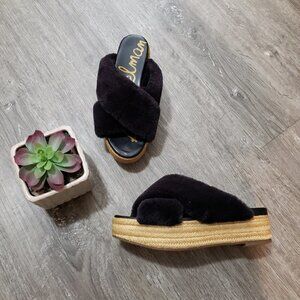 Sam Edelman Furry Pladform Mule Slides Sz 7